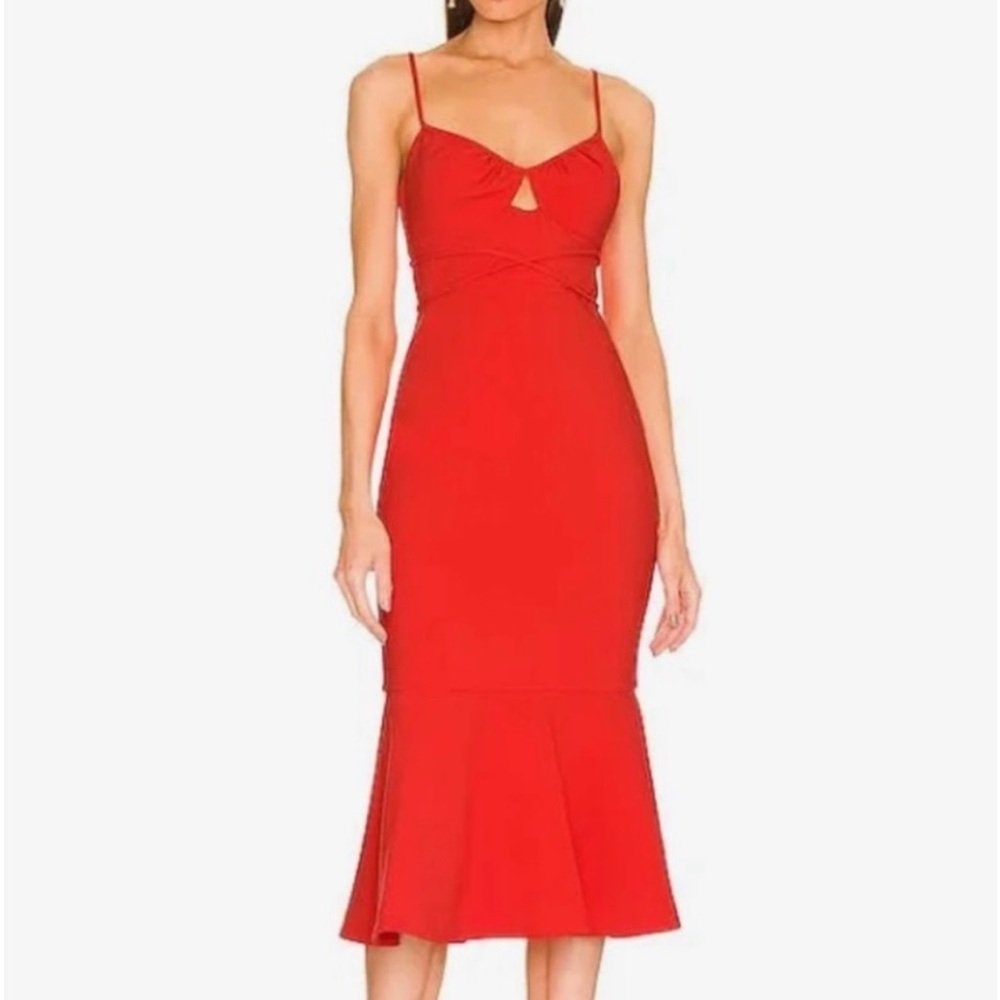 Likely Kiki Dress Red Midi Length Womens Size 4